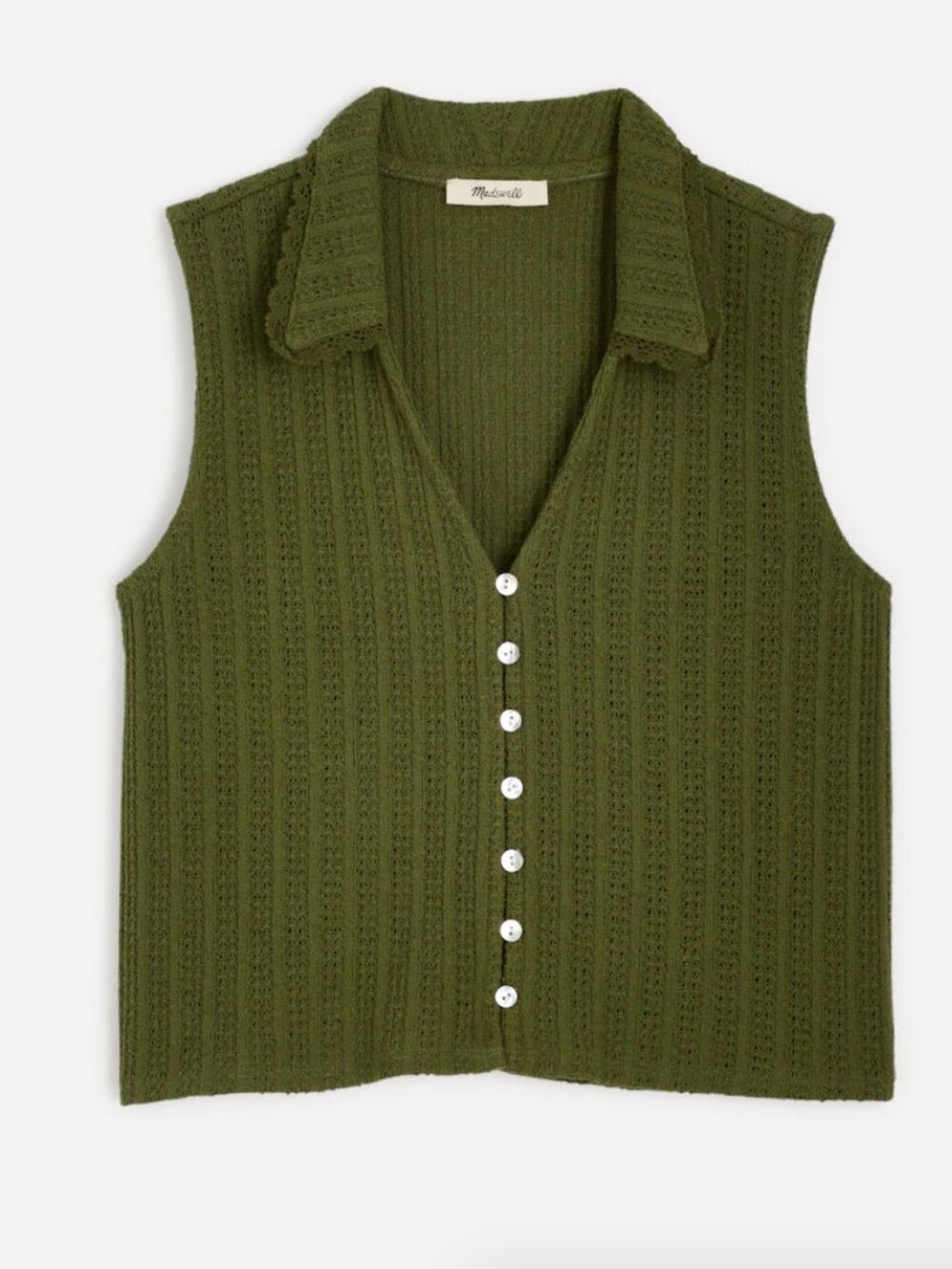 Madewell Crochet-Knit V-Neck Sweater Vest - Picture 1 of 6